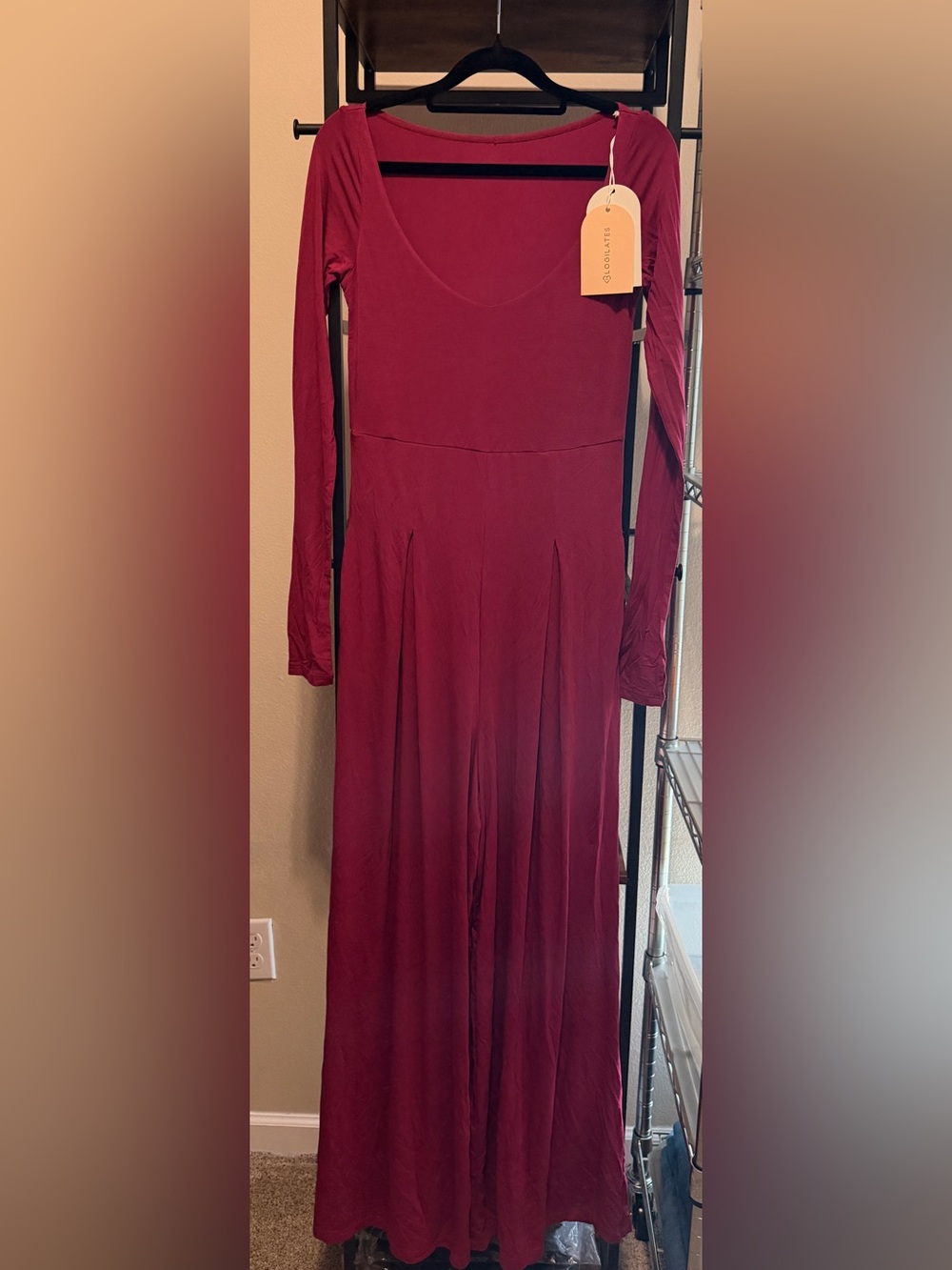 Blogilates Cascade V Neck Jumpsuit in Burgundy